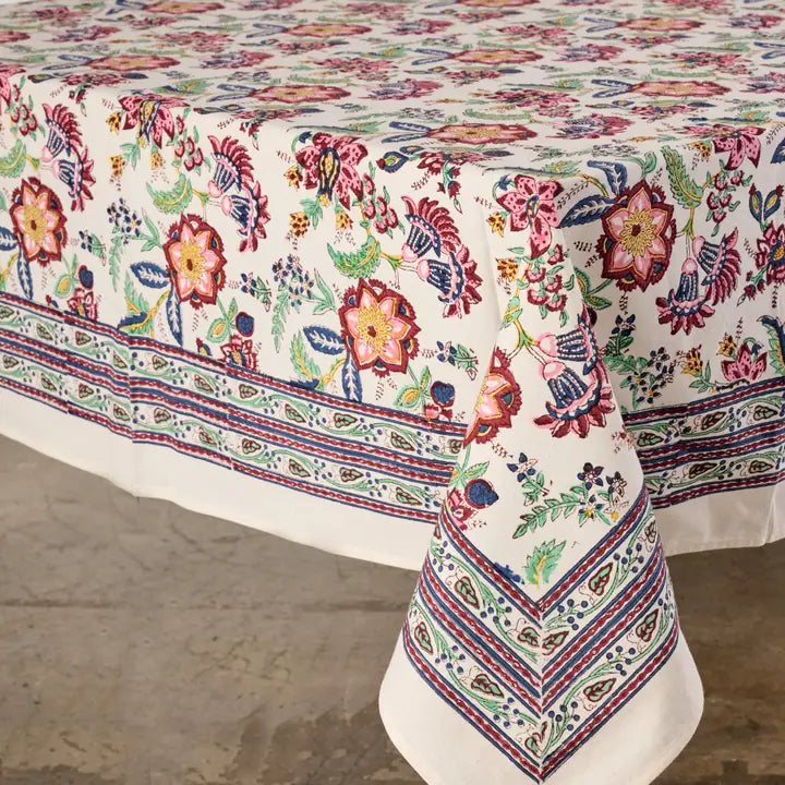 Floral Block Print Table Cloth