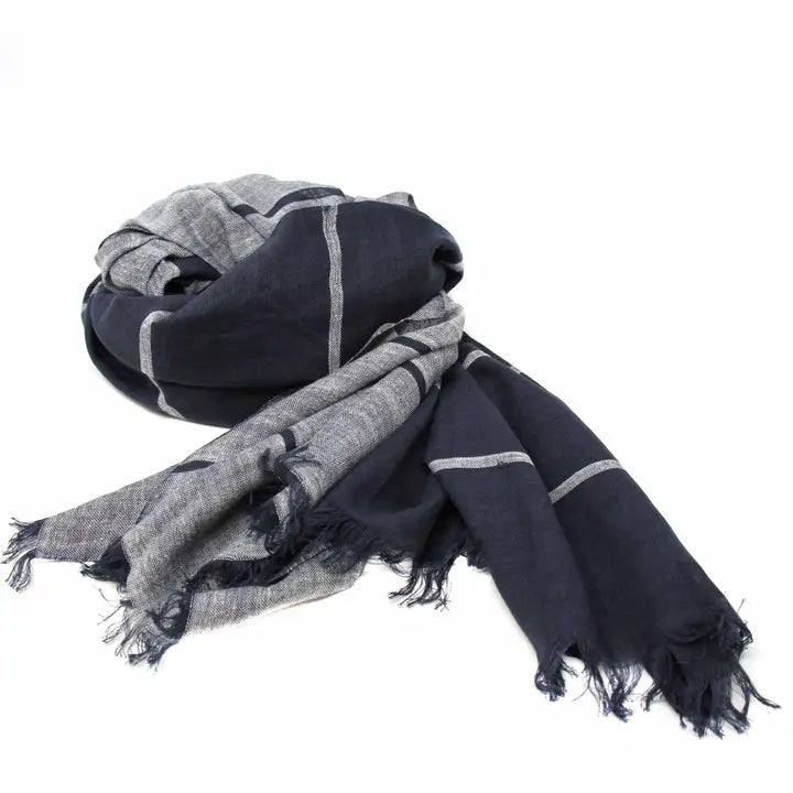 Handprinted Black & Grey Scarf