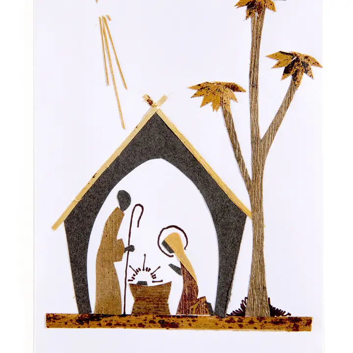 Handmade Banana Fiber Nativity Scene Card