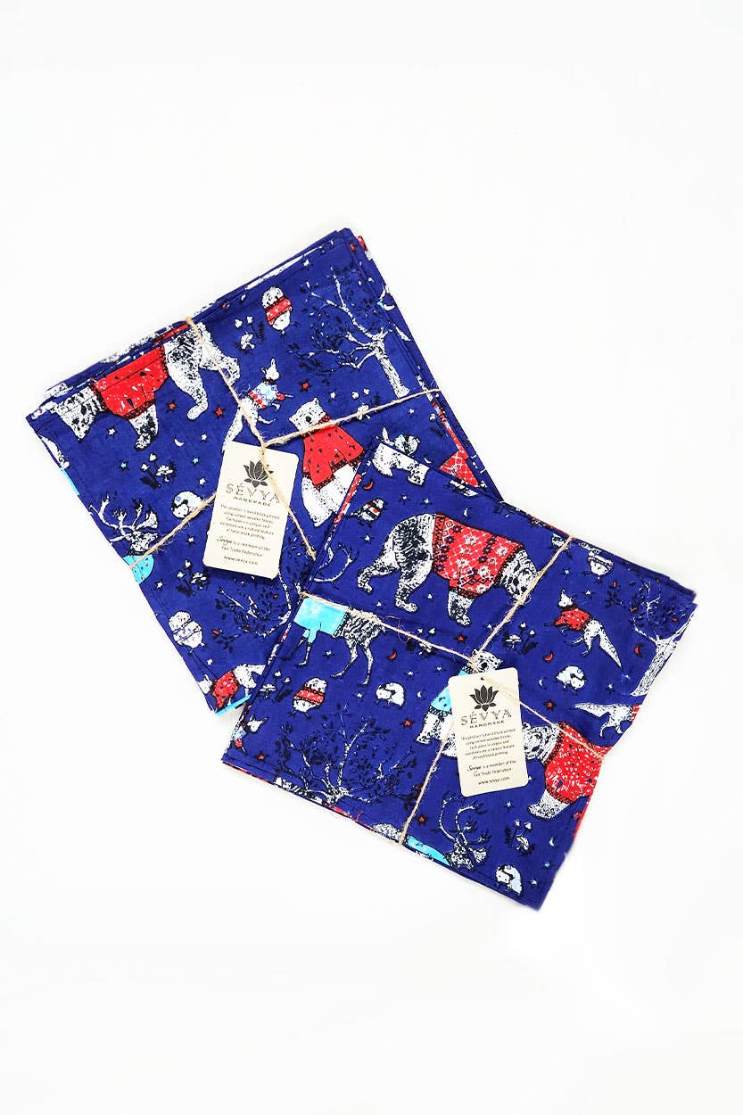 Blue Holiday Napkins, Set of 6