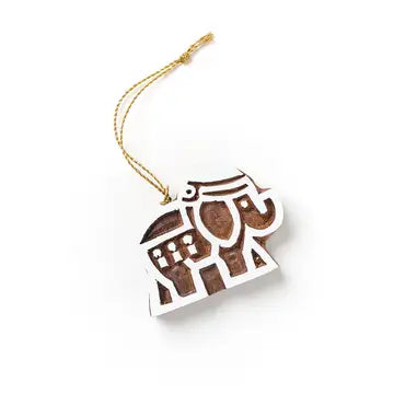 Hand-carved Wood Elephant Ornament