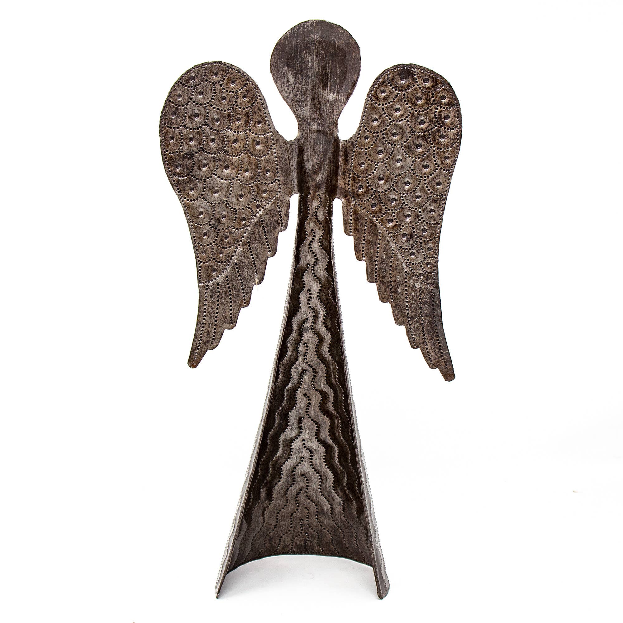 11" Standing Angel Haitian Metal Drum Sculpture