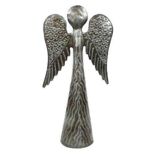 11" Standing Angel Haitian Metal Drum Sculpture