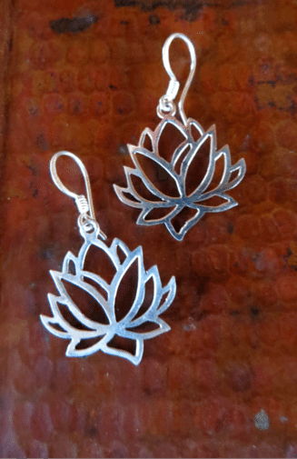 Sterling Silver Lotus Earrings