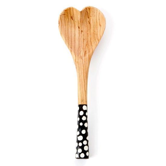 Olive Wood Spoon - Batik Handle Heart