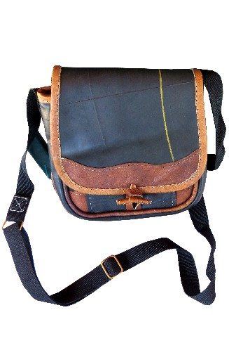 Recycled Tire Bag With Leather