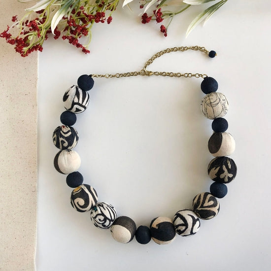 Indigo Kantha Bauble Necklace