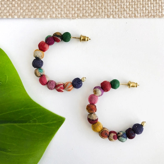 Kantha Tiny Hoop Earrings