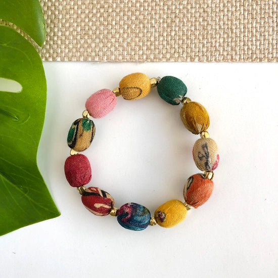 Oval Kantha Beaded Bracelet