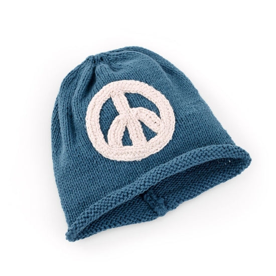 Knit Peace Baby Hat - Blue