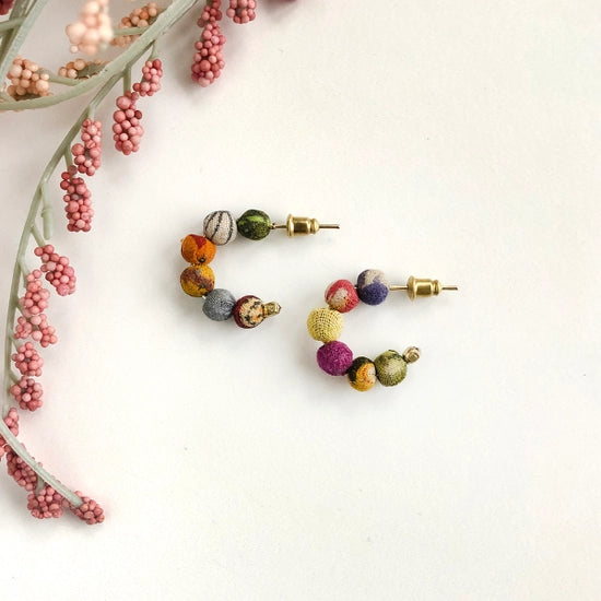 Kantha Tiny Hoop Earrings