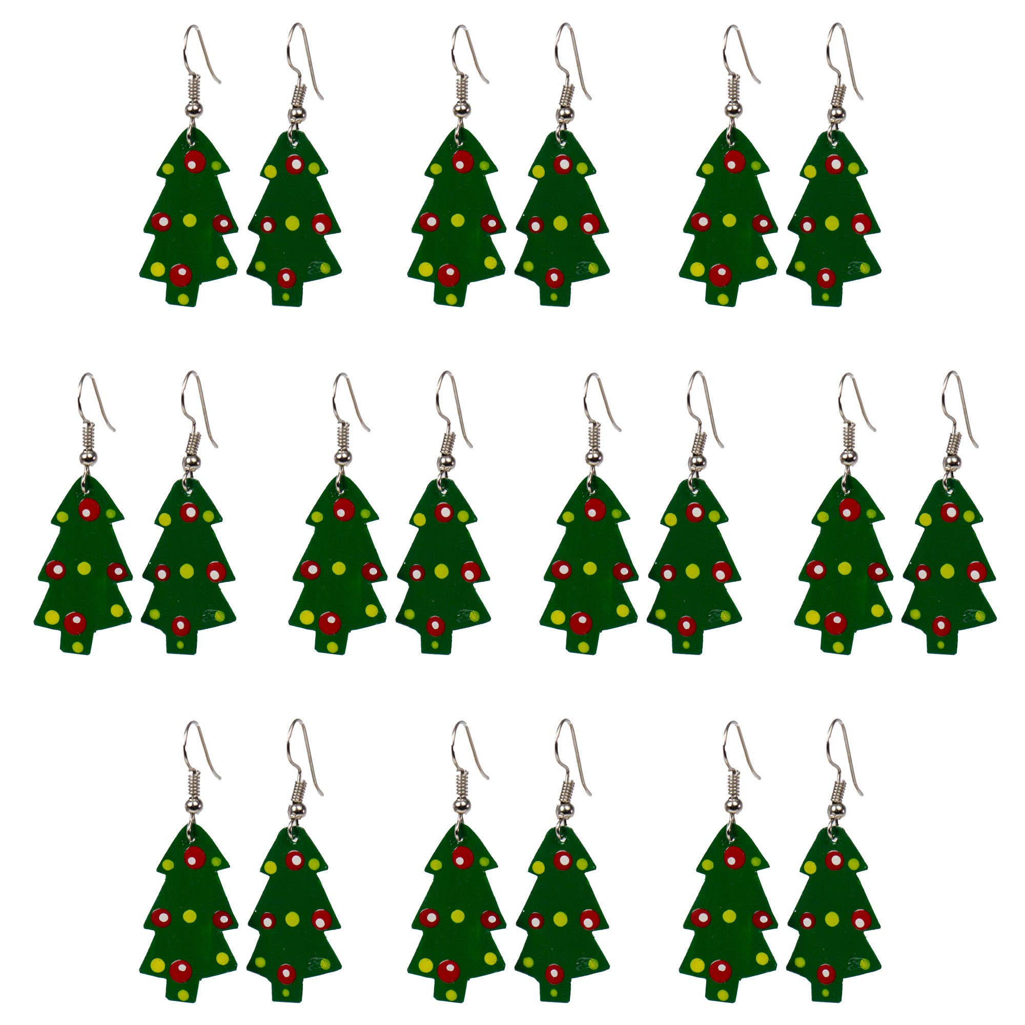 Painted Tin Christmas Tree Earrings
