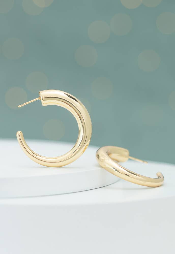 Golden Grace Hoops- 14K Gold Plated Curved Lightweight Hoop Earrings