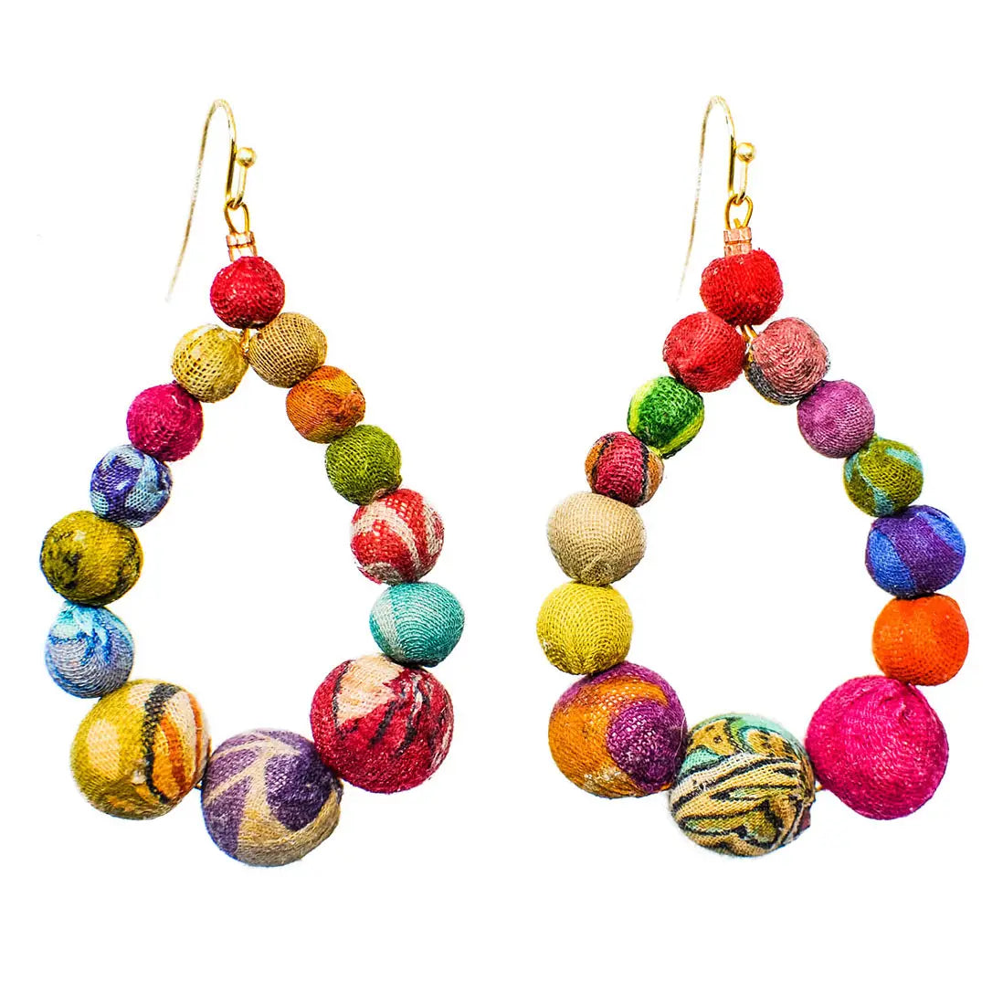 Kantha Graduated Teardrop Earrings