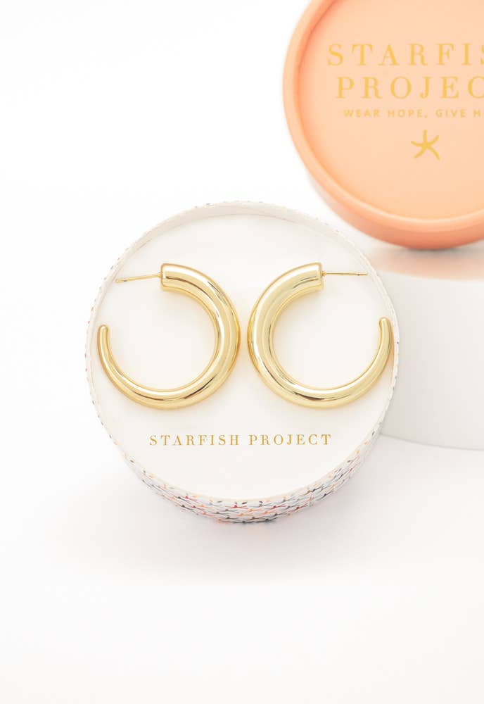 Golden Grace Hoops- 14K Gold Plated Curved Lightweight Hoop Earrings