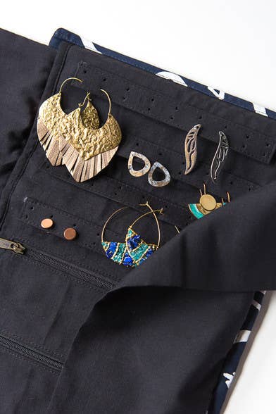 Jewelry Roll Travel Case - Black Matchstick