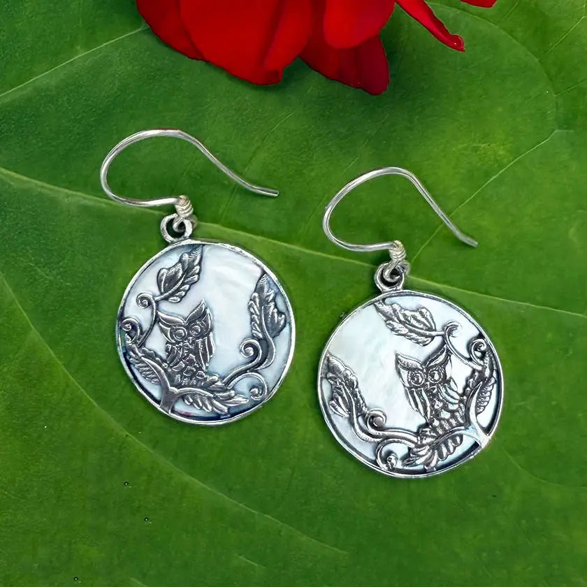Owl Mother of Pearl Earrings