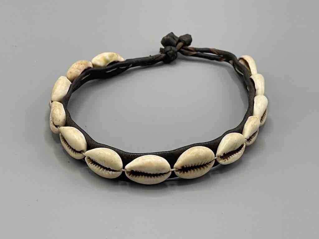 Cowrie Shell Leather Clasp Anklet