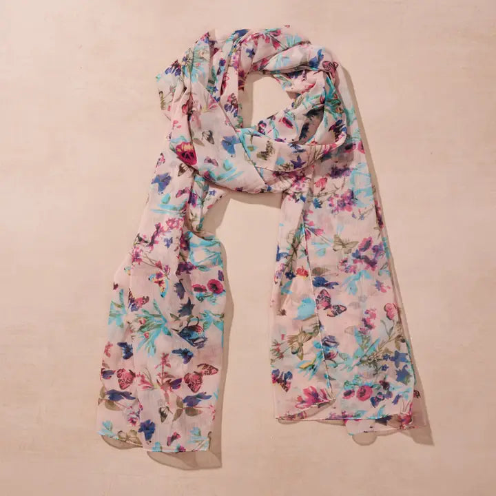 Komal Floral and Butterfly Scarf