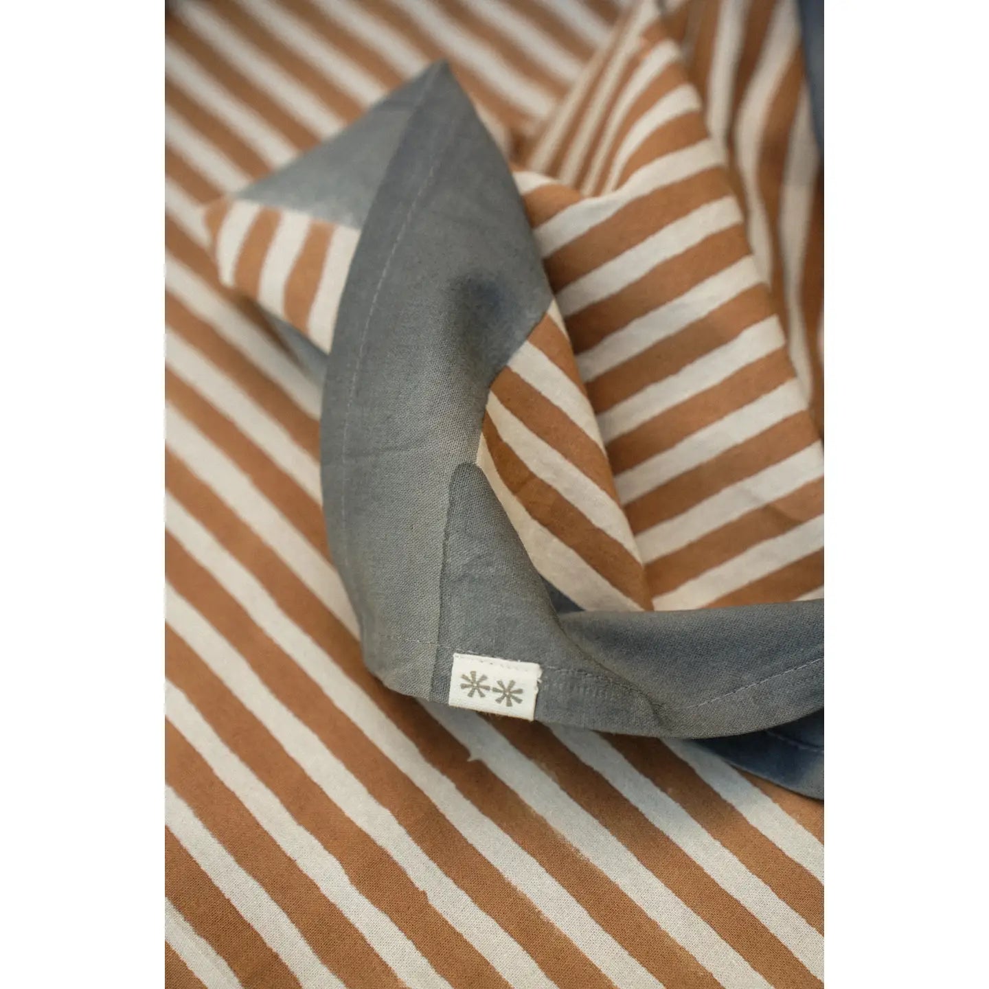 Terracotta Stripe Block Print Tablecloth