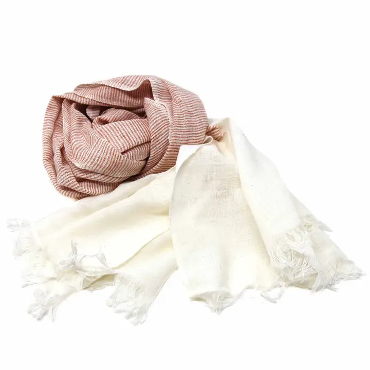 Rust and Cream Fringe Scarf