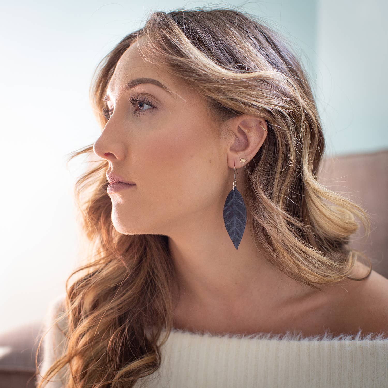 Medium Leather Earring