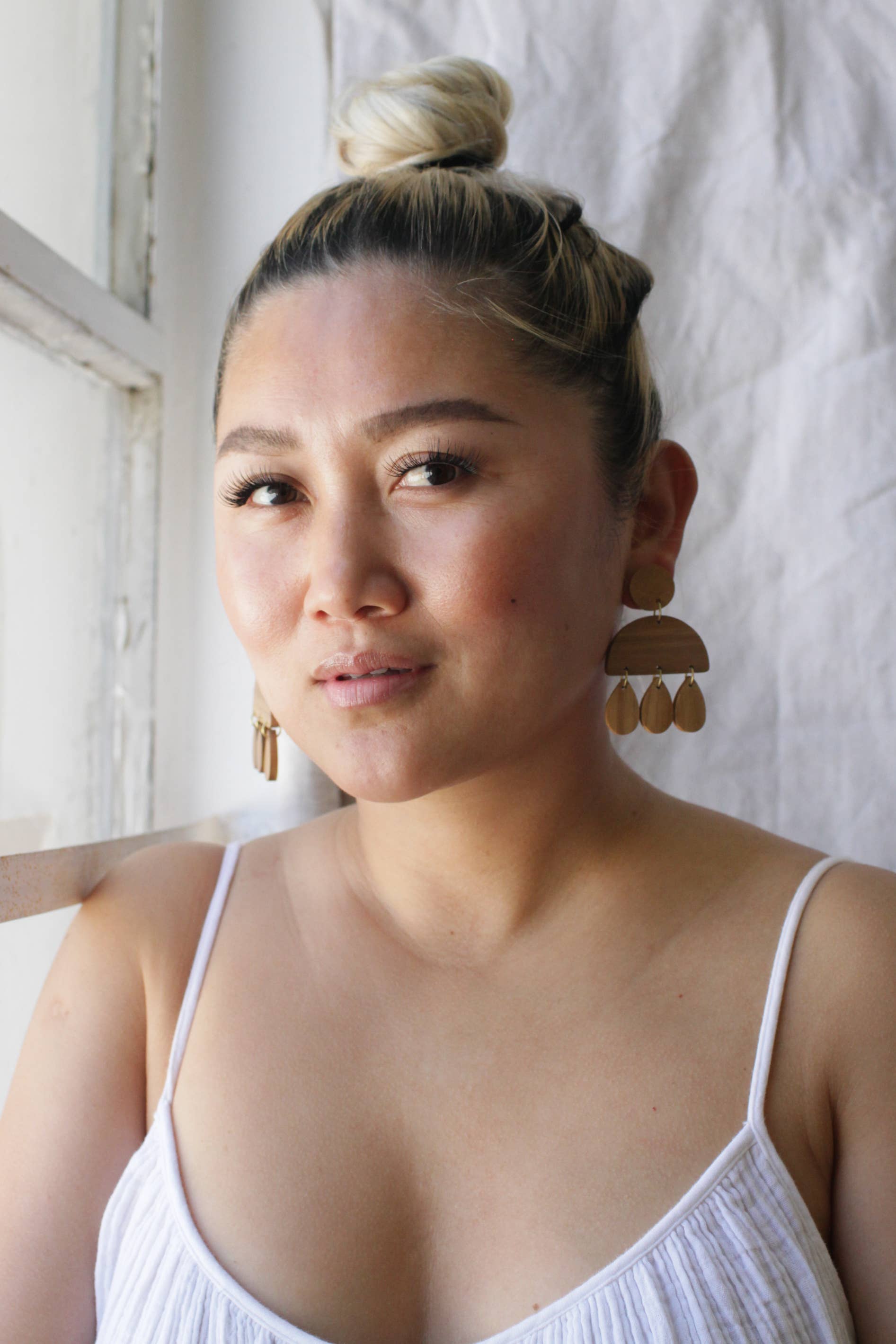 Droplets Wood Earrings