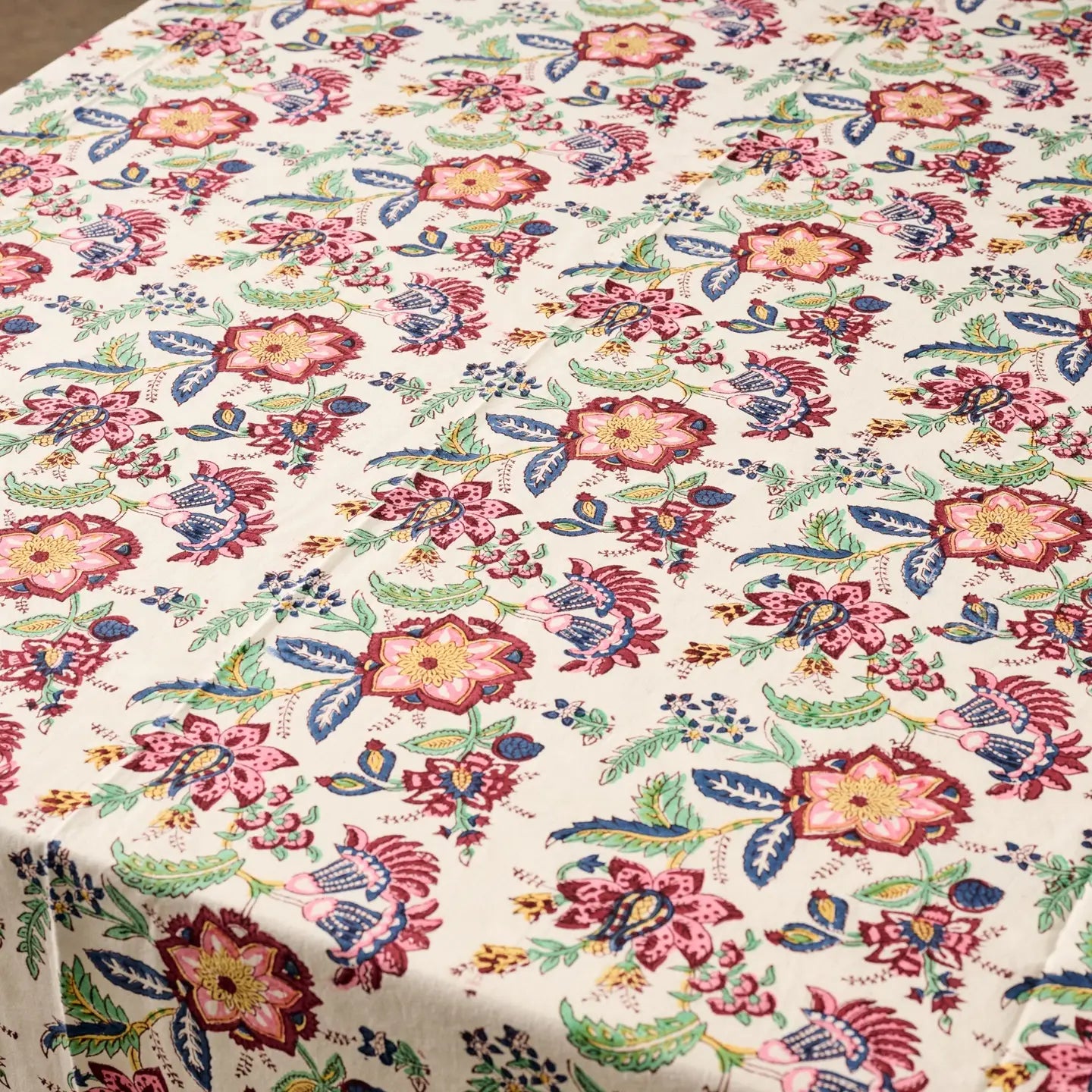 Floral Block Print Table Cloth