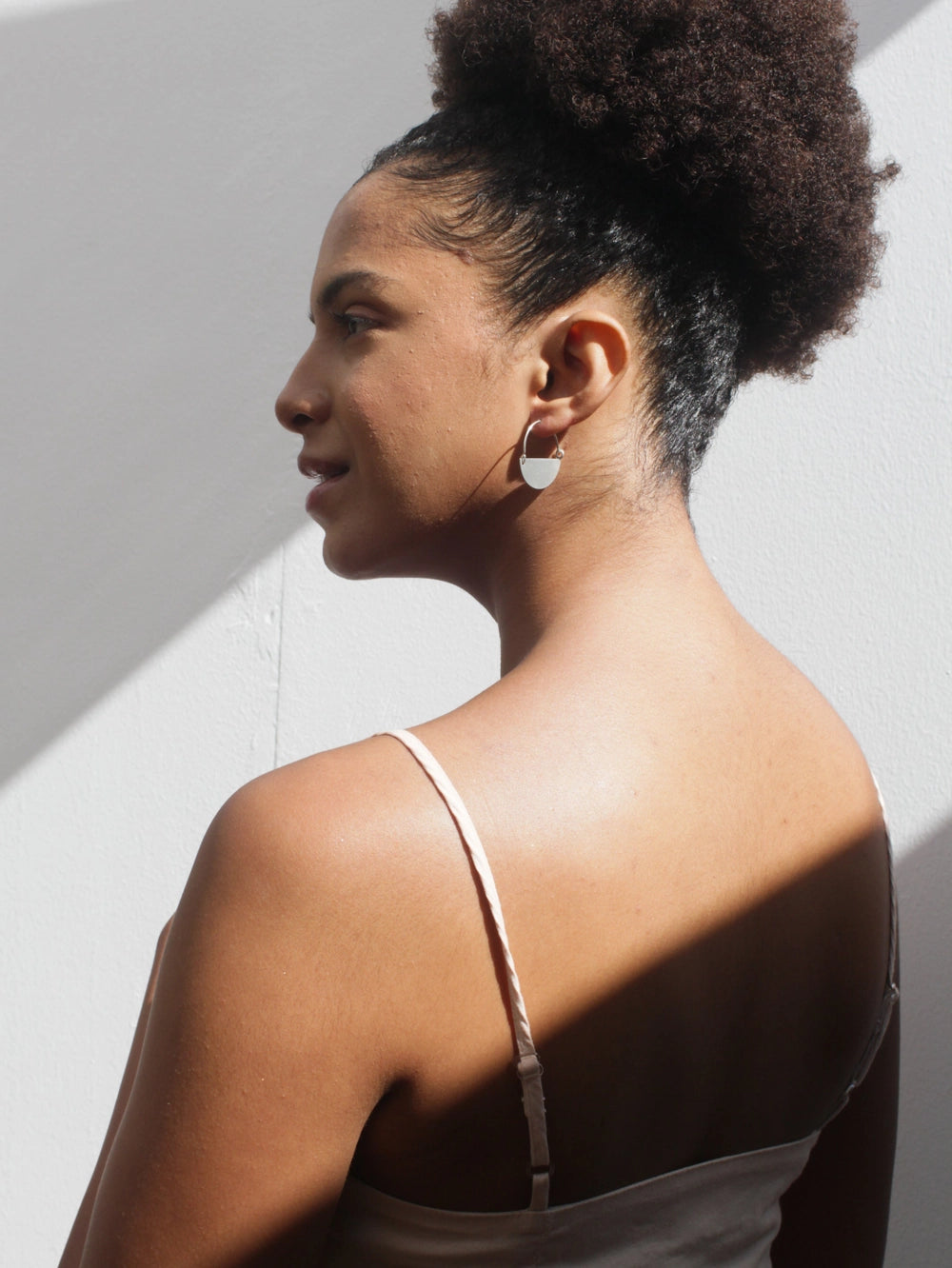 Silver 1" Half Moon Earrings