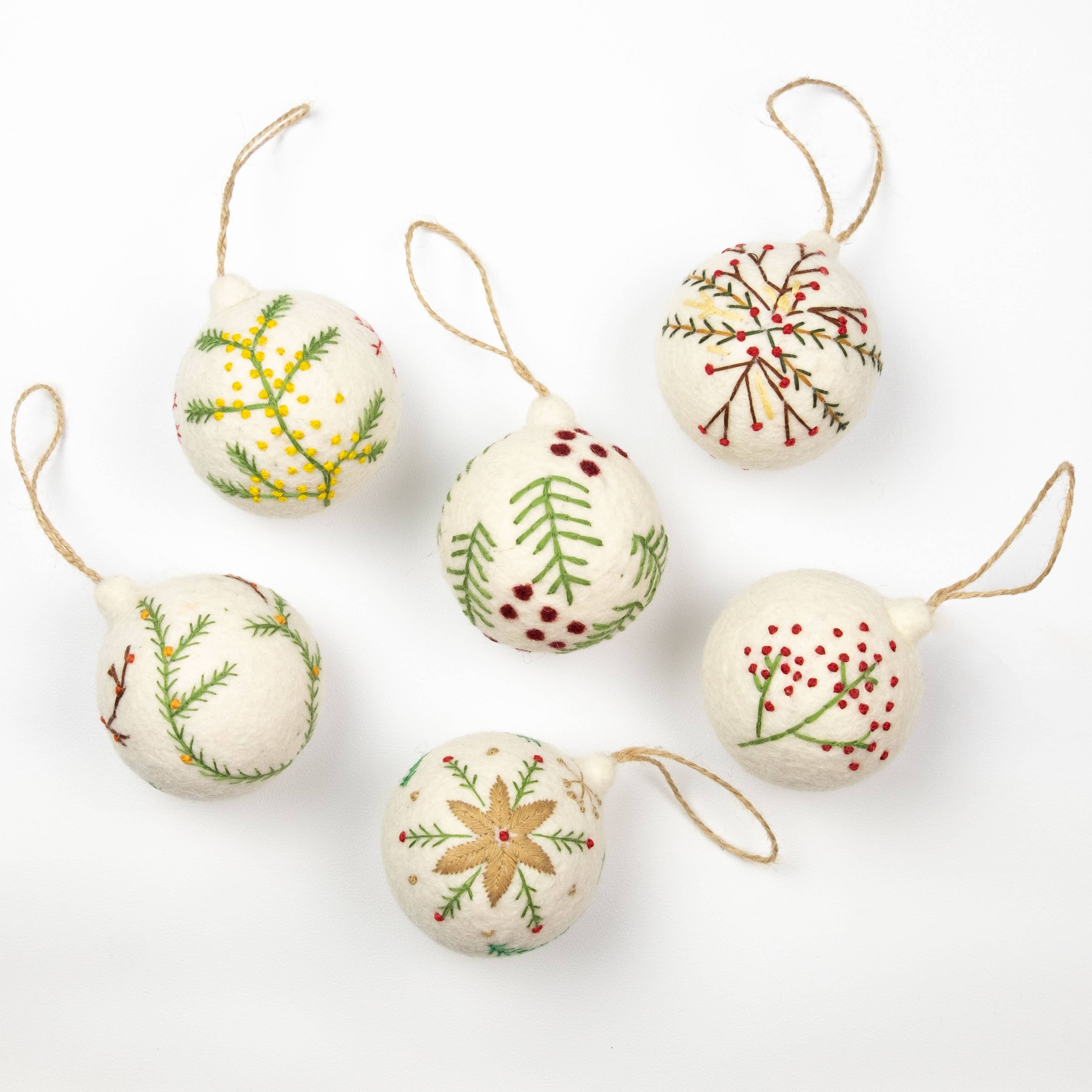 White Felt Assorted Ornament