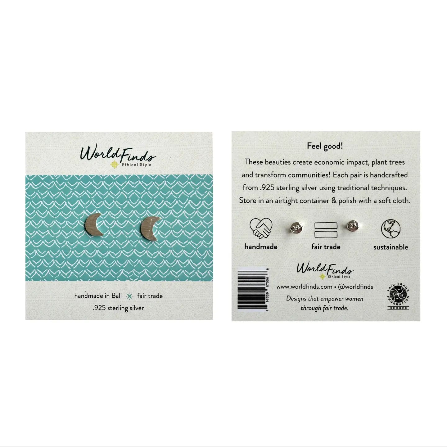 Half Moon Sterling Silver Posts