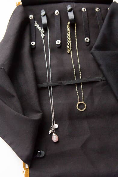 Jewelry Roll Travel Case - Black Matchstick