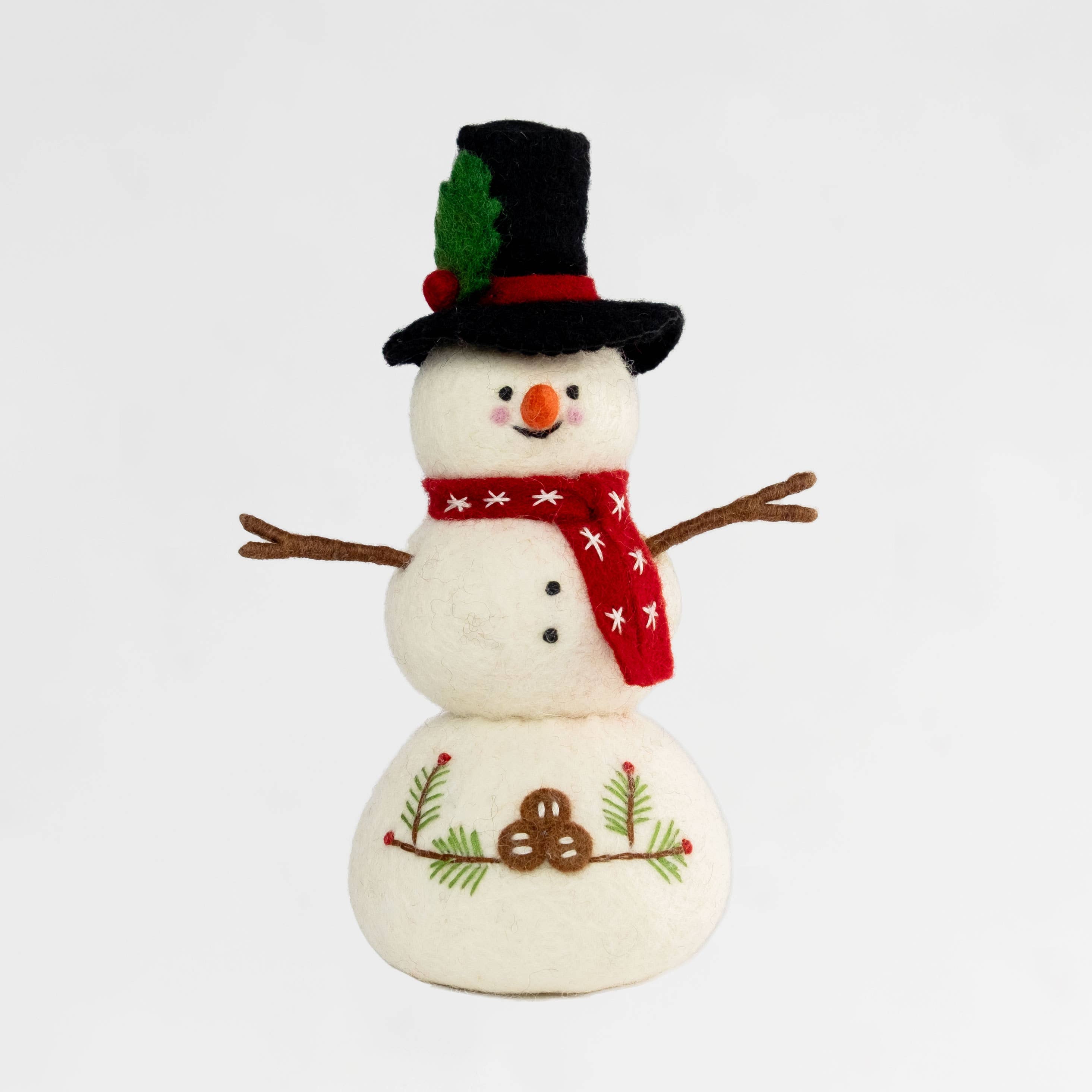 Christmas Decor Felt Snowman with Red Scarf