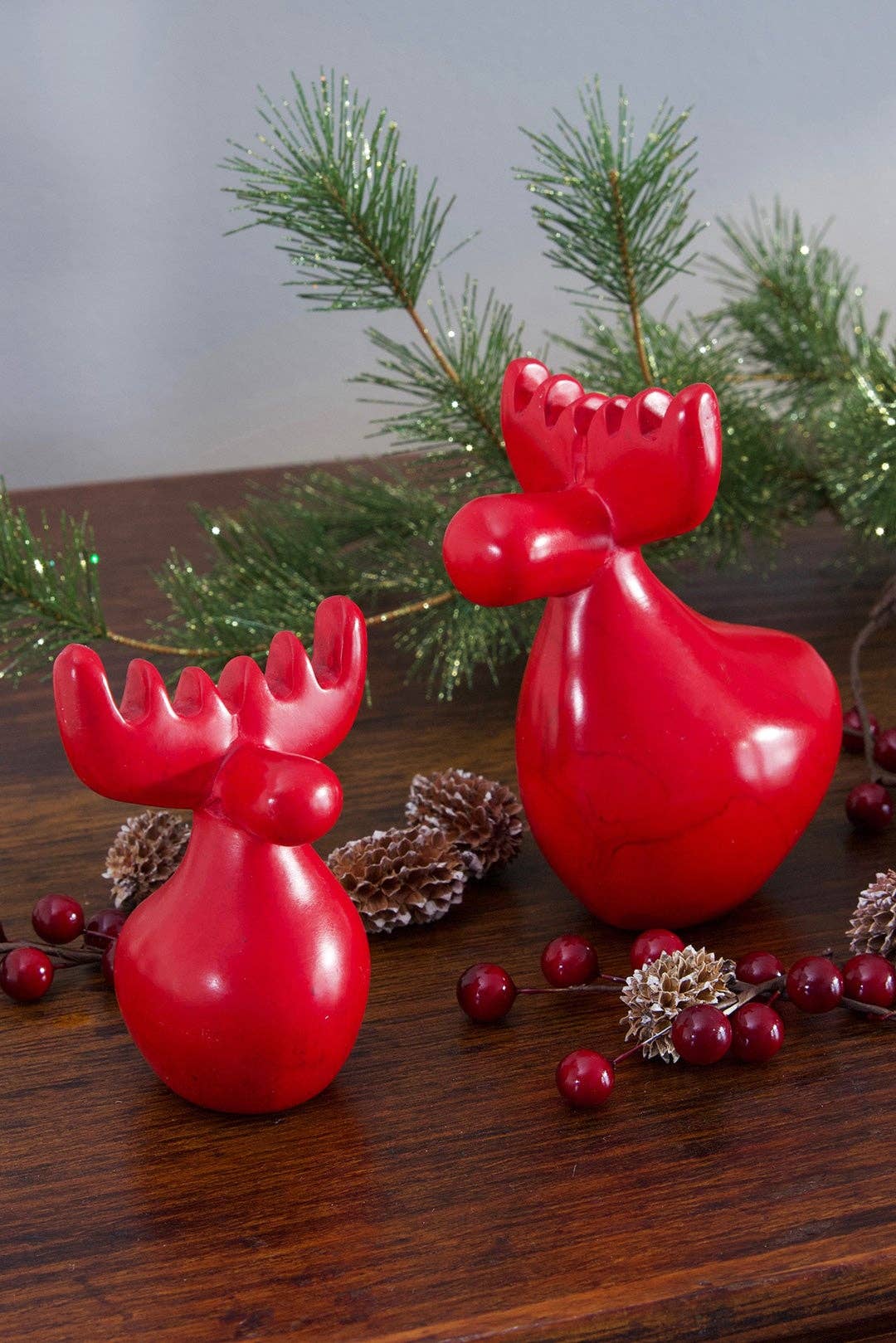 Red Soapstone Reindeer in Three Sizes