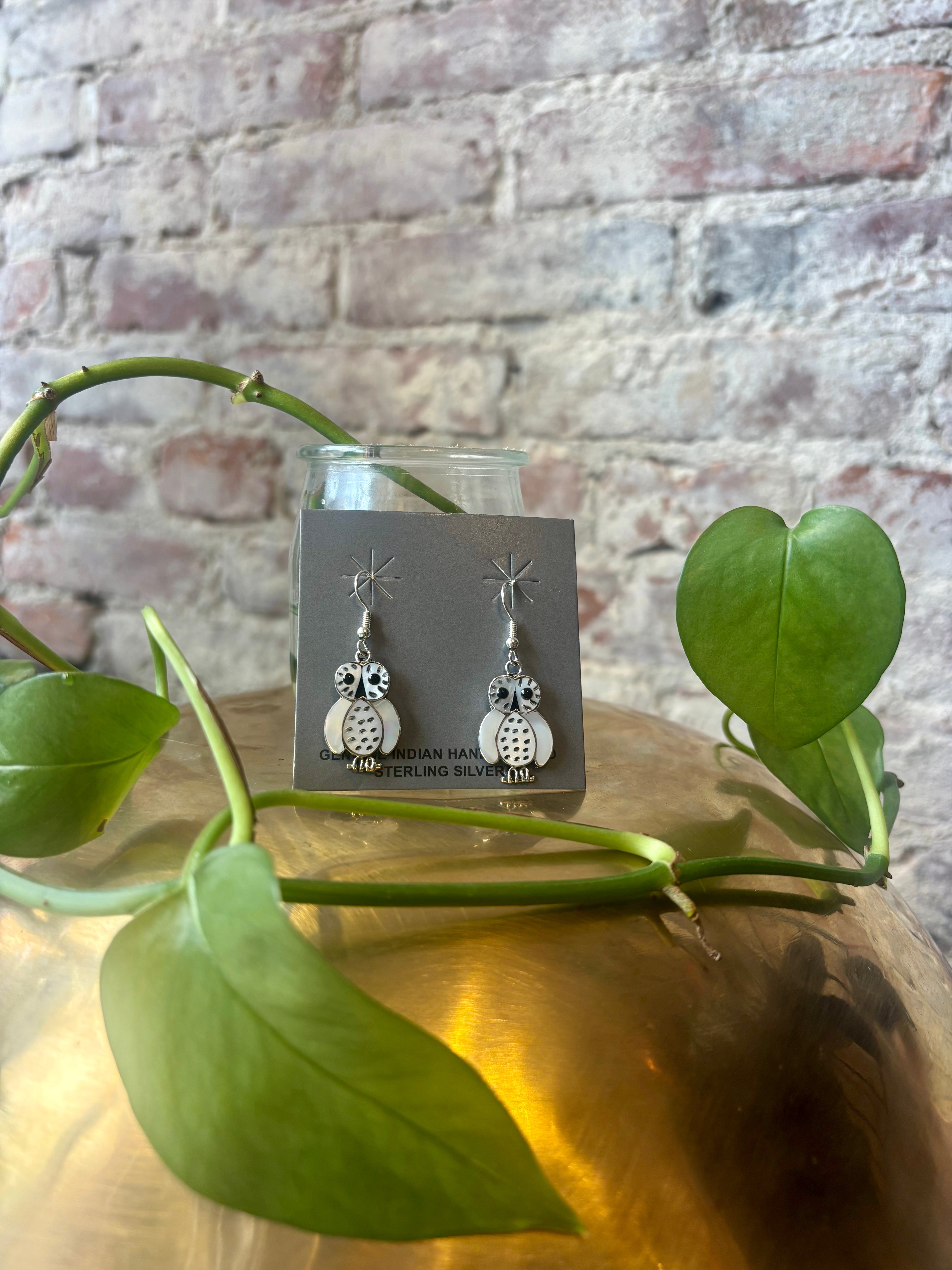Owl Mother of Pearl Earrings