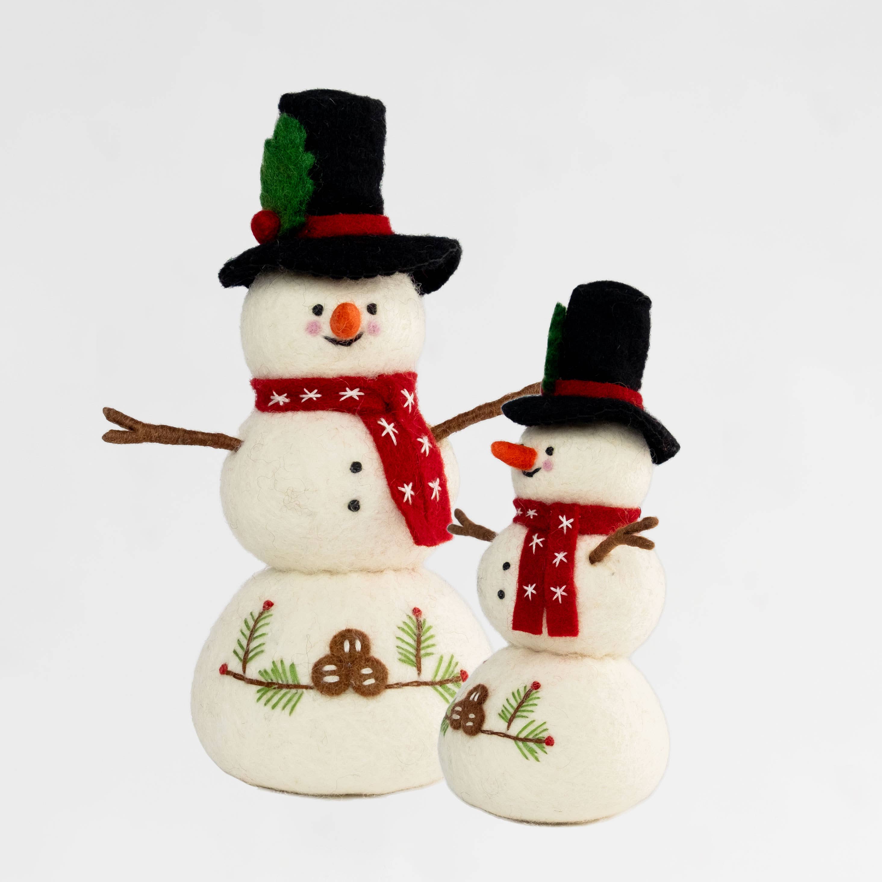Christmas Decor Felt Snowman with Red Scarf