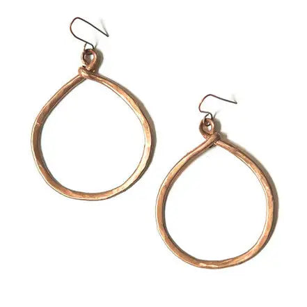 Terracotta Hammered Copper Loop Earrings