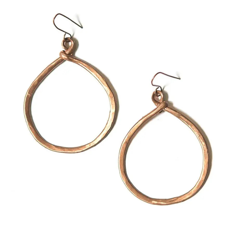 Terracotta Hammered Copper Loop Earrings