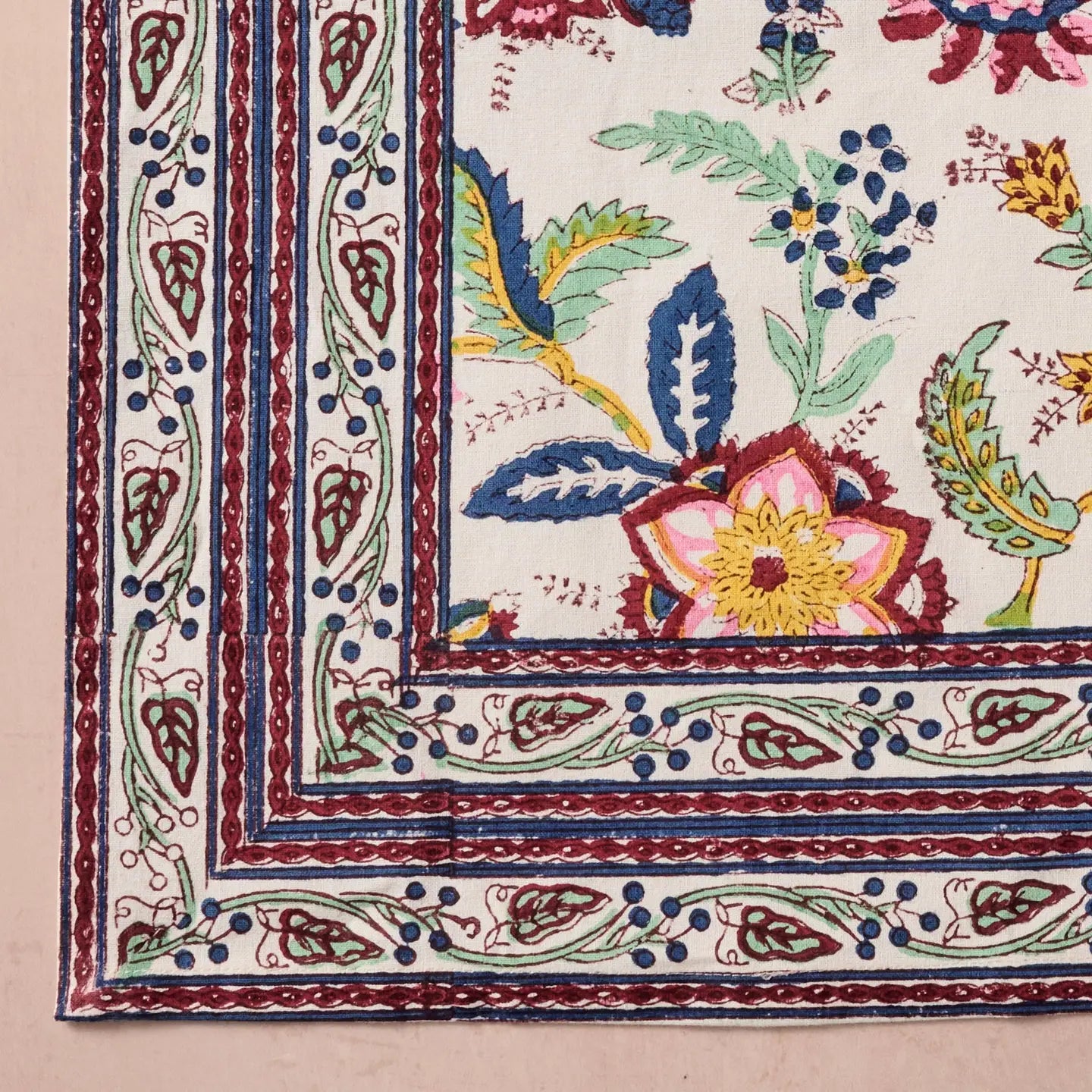 Floral Block Print Napkins - Set of 4