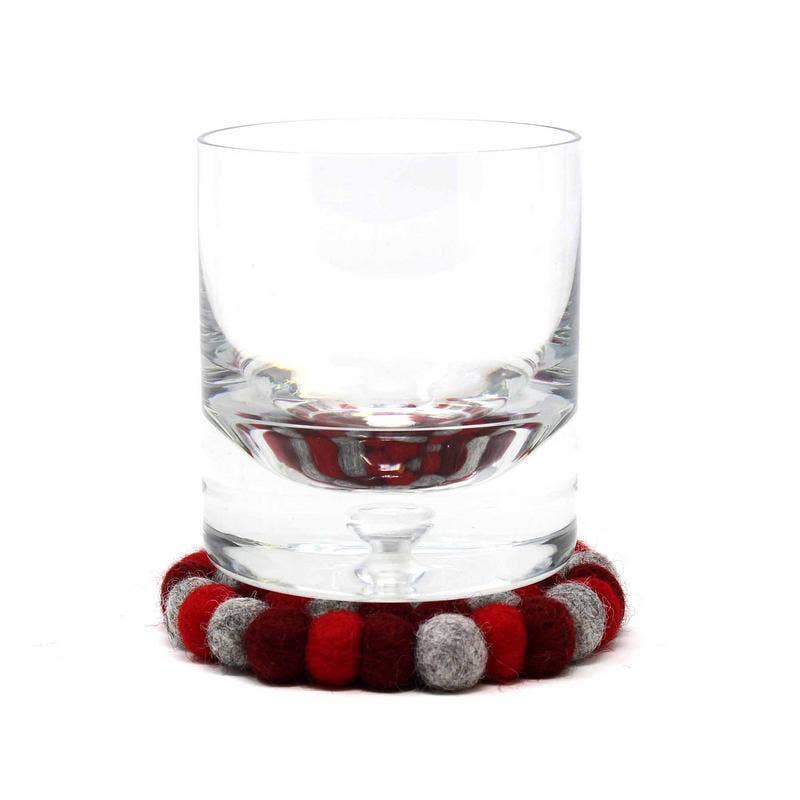 Root Chaka Red Felt Ball Coasters