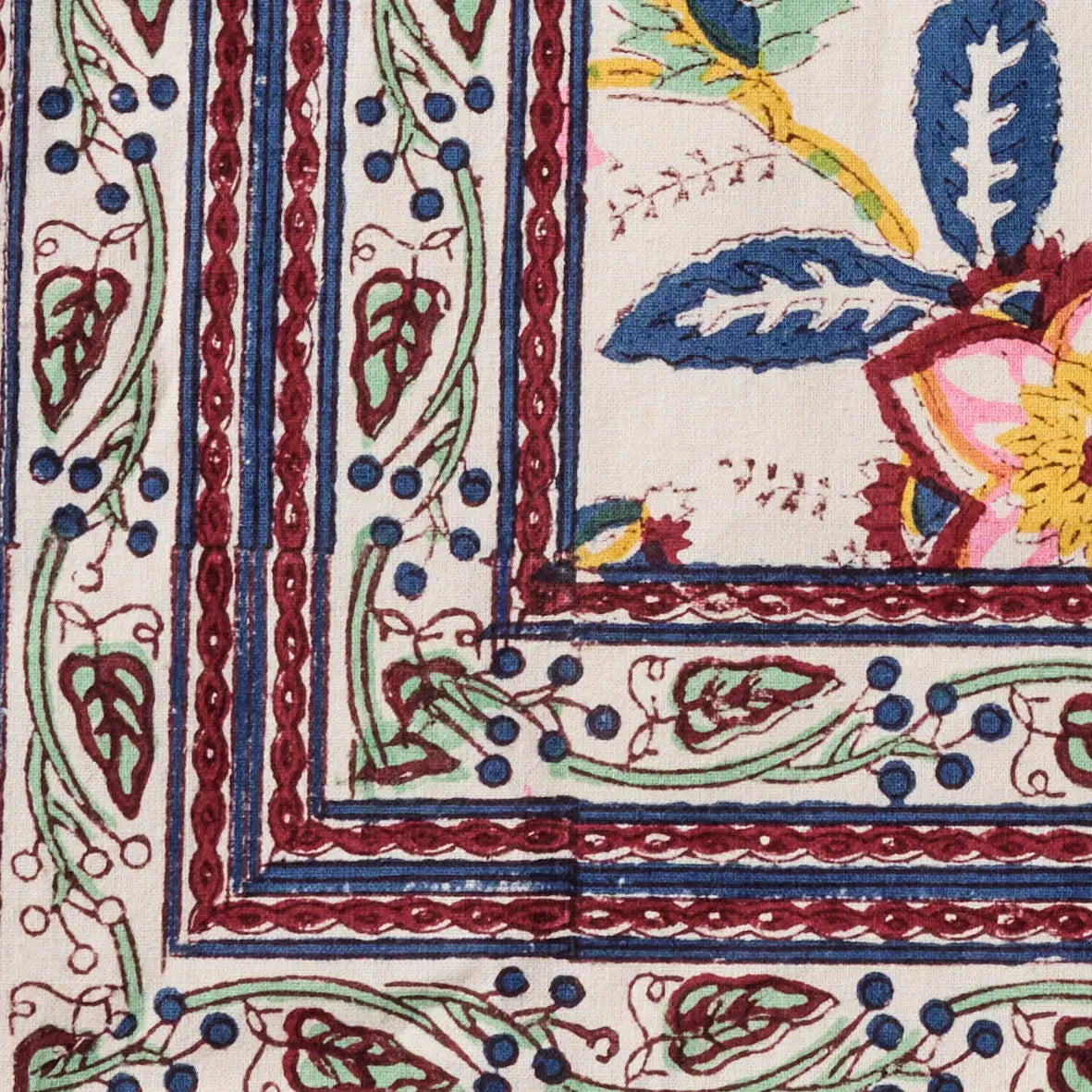 Floral Block Print Table Cloth