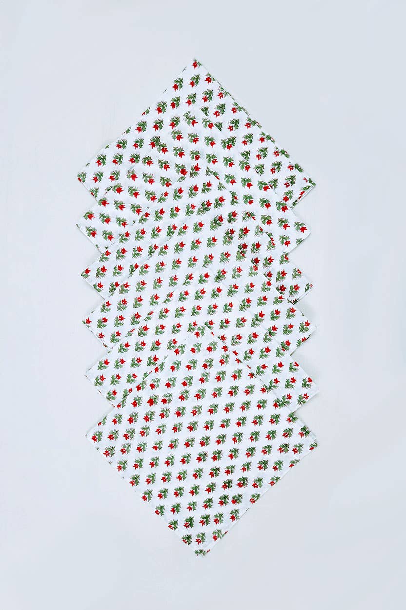 White Holiday Napkins, Set of 6