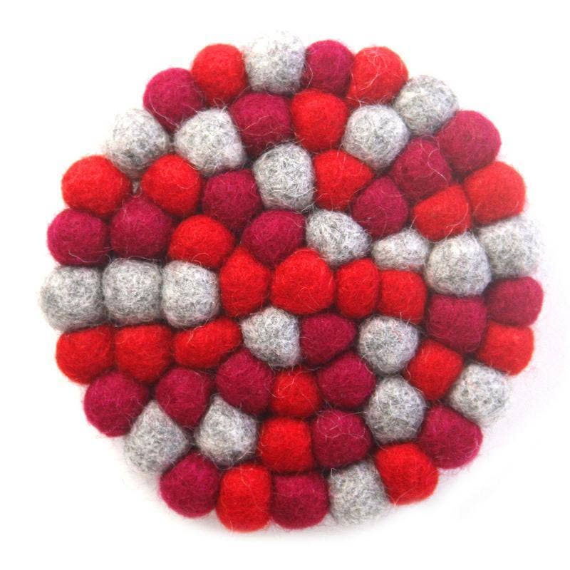 Root Chaka Red Felt Ball Coasters