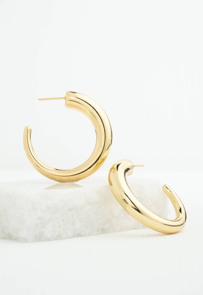Golden Grace Hoops- 14K Gold Plated Curved Lightweight Hoop Earrings
