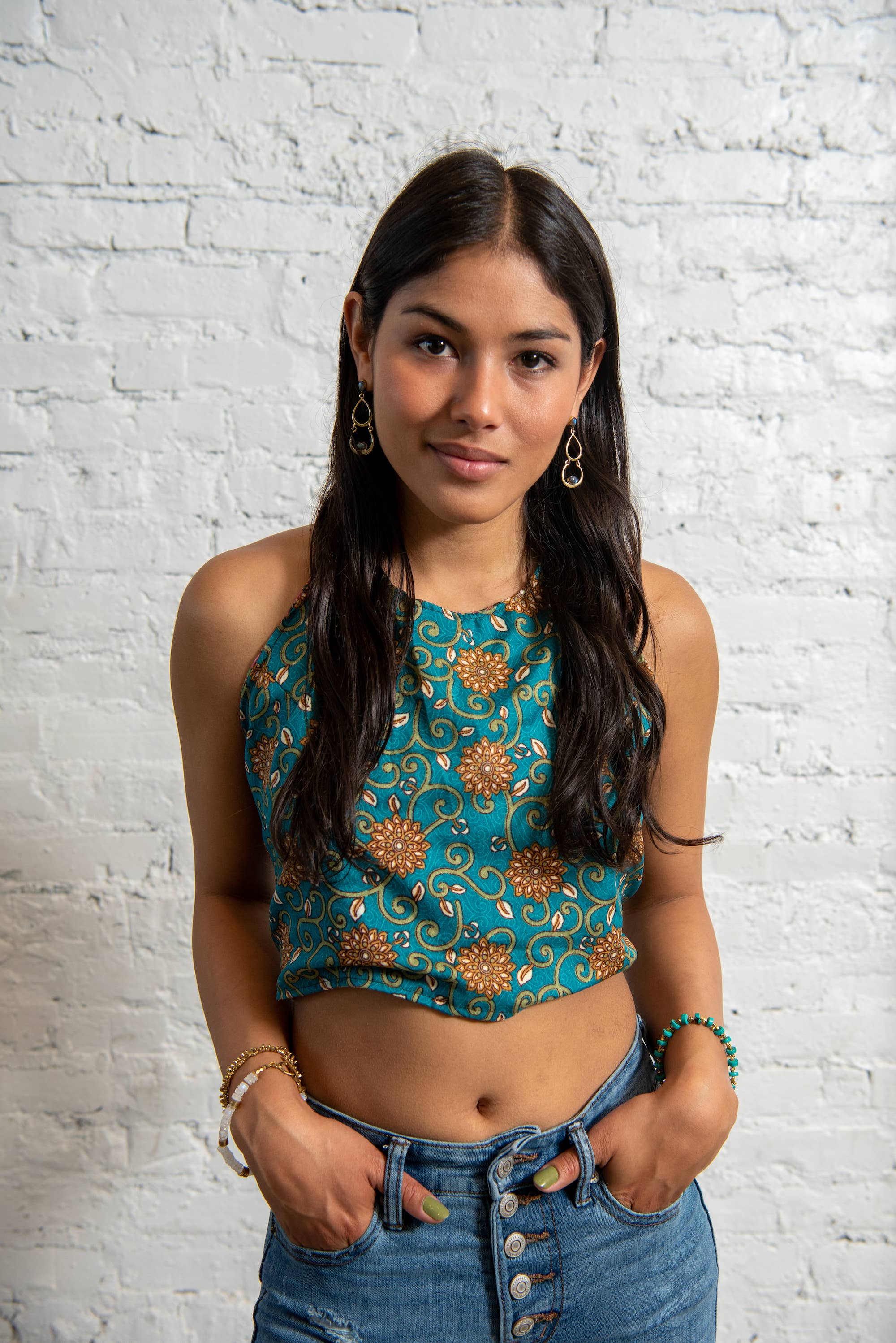 Reversible Sari Triangle Top