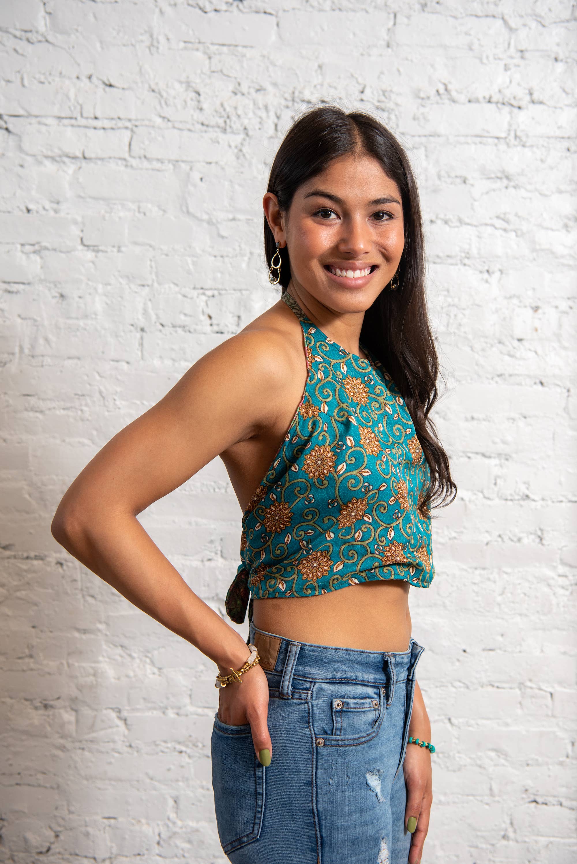 Reversible Sari Triangle Top
