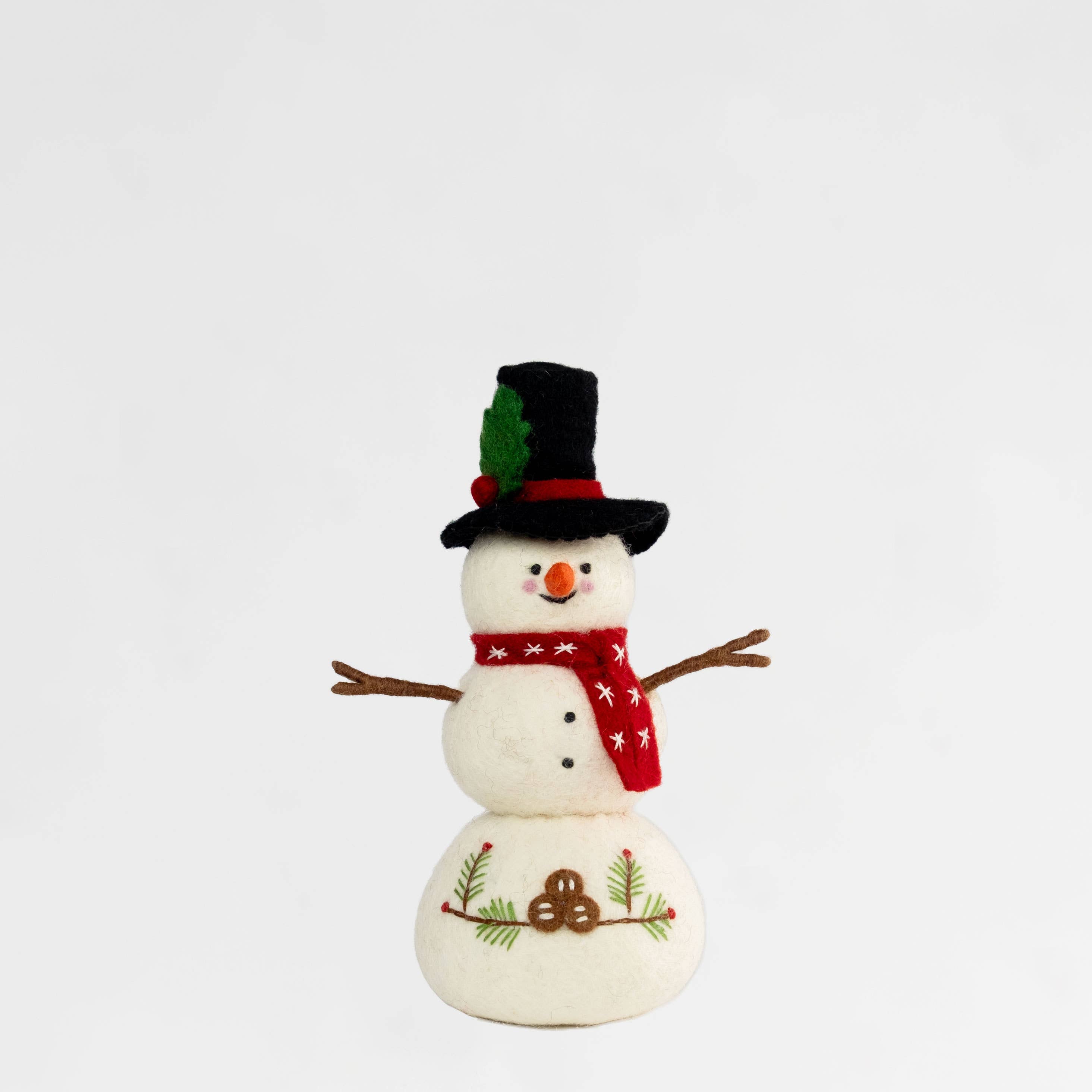 Christmas Decor Felt Snowman with Red Scarf