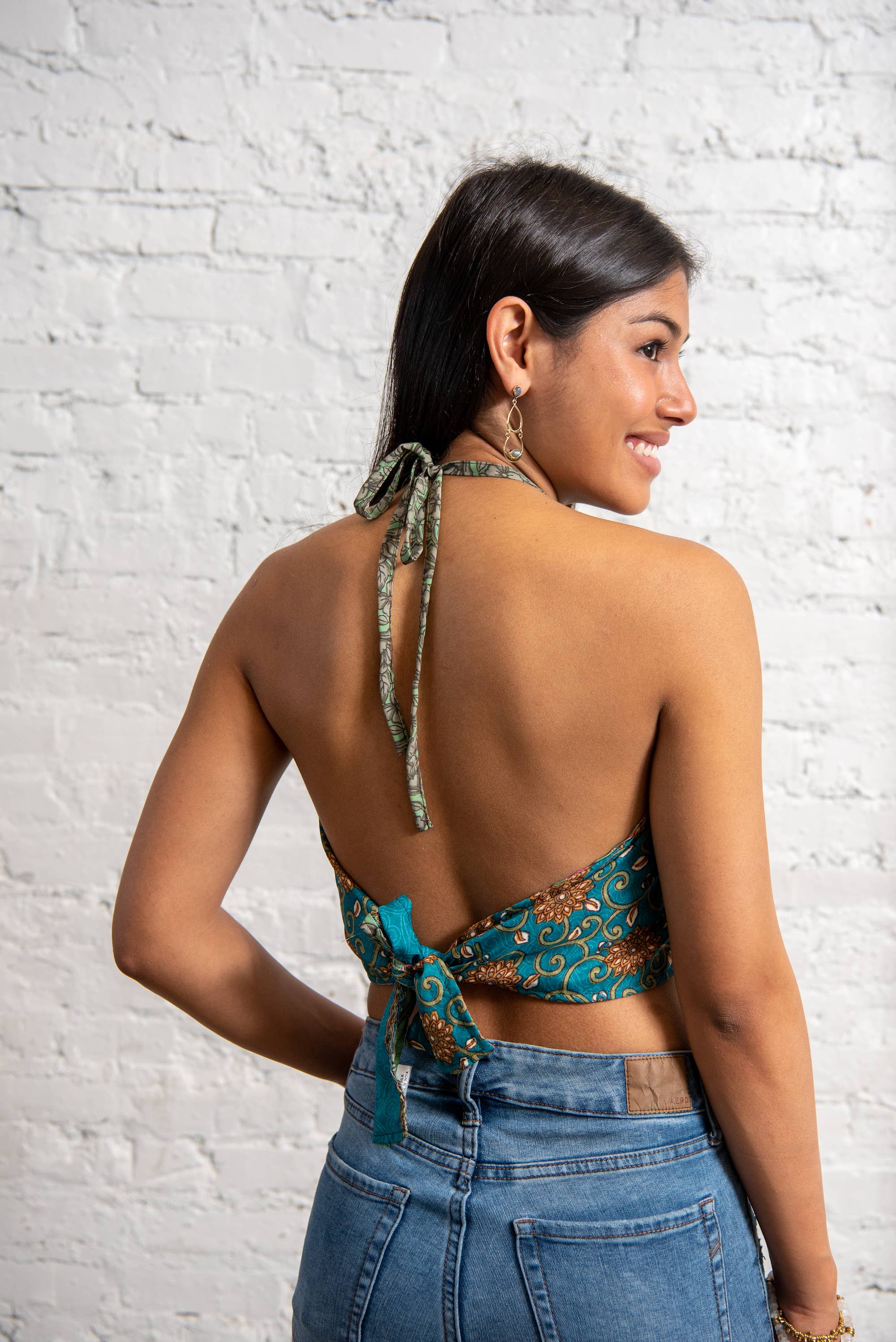 Reversible Sari Triangle Top