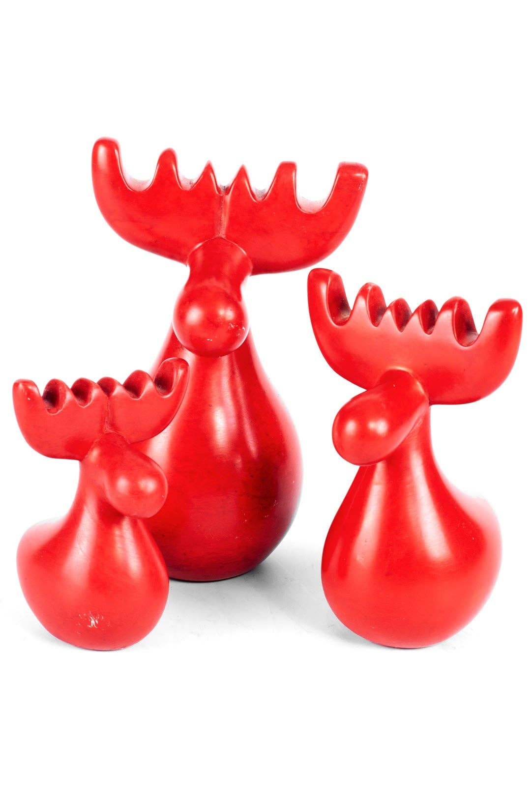 Red Soapstone Reindeer in Three Sizes