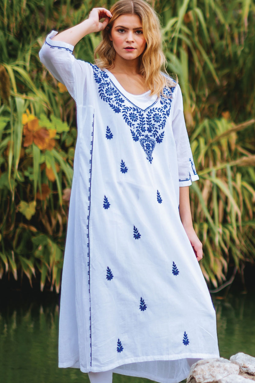 Embroidered Cotton Kaftan